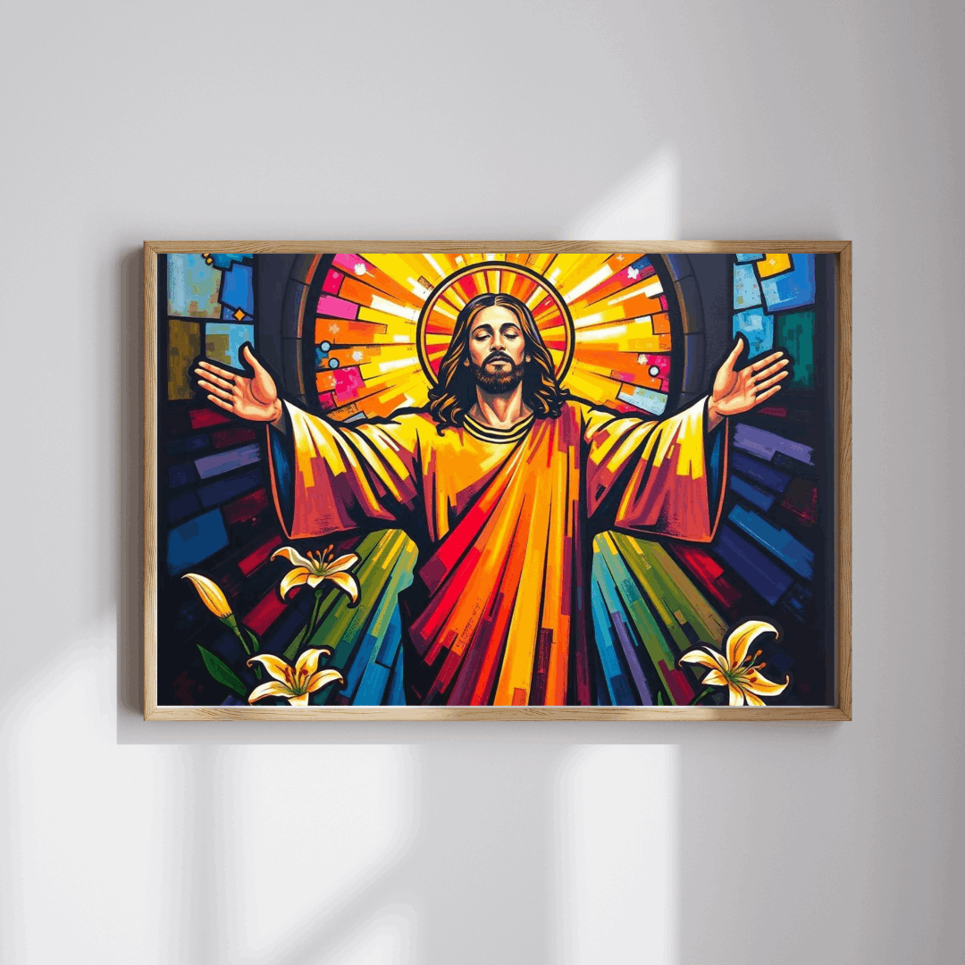 Radiant Jesus Puzzle - Colorful Religious Jigsaw, Inspirational Artwork Ideal Gift for Faith, Family Gatherings, and Spiritual Celebrations