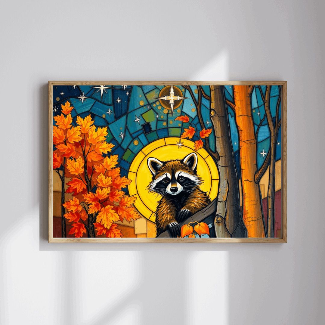 Autumn Woodland Raccoon Puzzle - 110, 252, 520, 1014-piece, Perfect for Family Fun, Cozy Nights In, Gifts, Home Decor, Fall Celebrations