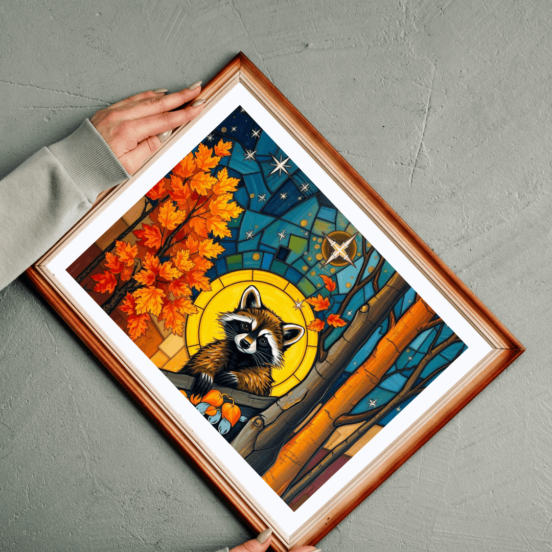 Autumn Woodland Raccoon Puzzle - 110, 252, 520, 1014-piece, Perfect for Family Fun, Cozy Nights In, Gifts, Home Decor, Fall Celebrations