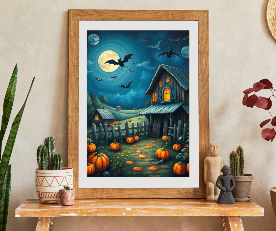 Moonlight Barn Halloween Puzzle, Spooky Night Scene 110 252 520-Piece Jigsaw Perfect Birthday Gift for Puzzle Lover, Fall Decor, Family Fun