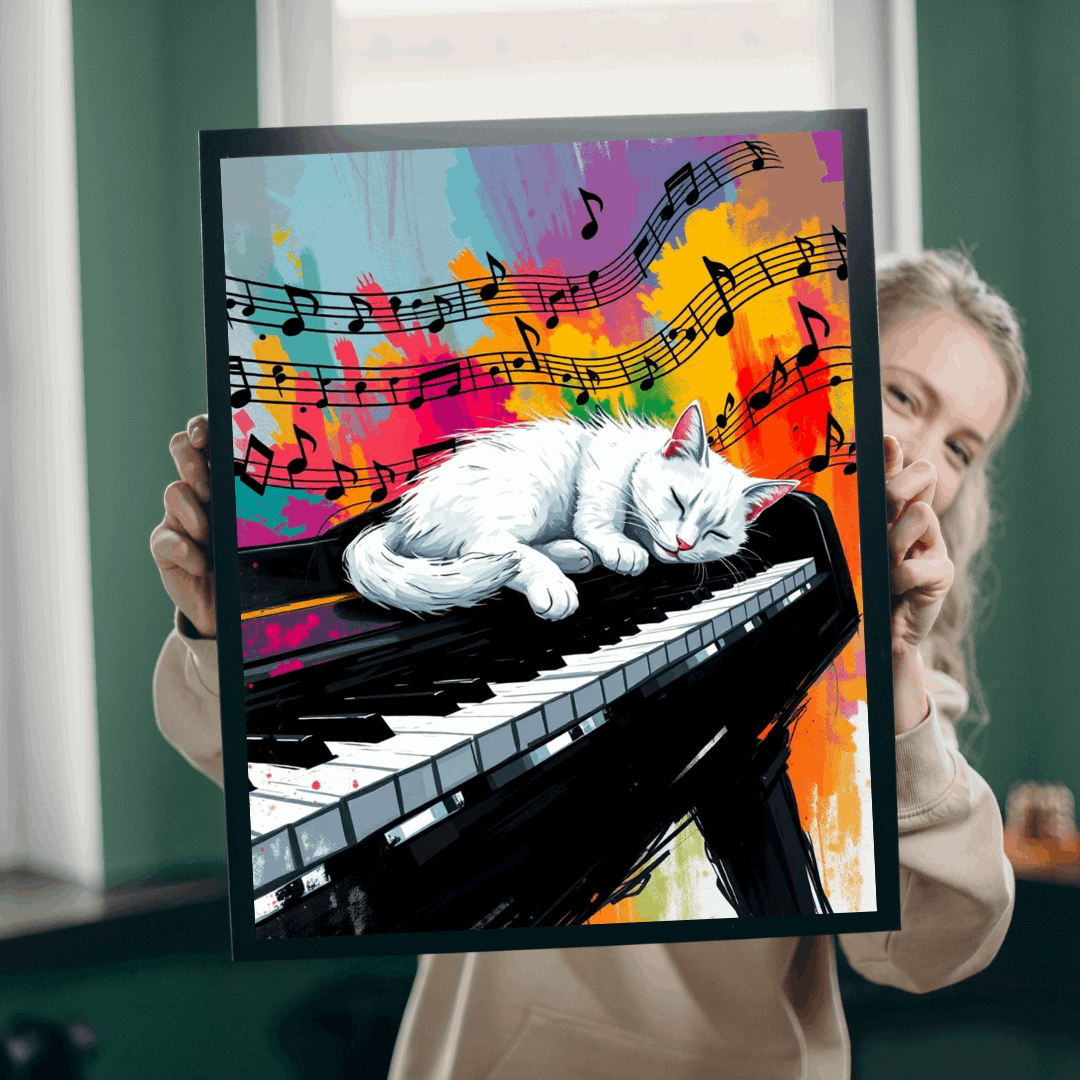 Musical Cat Jigsaw Puzzle - Cat Sleeping on Piano, Animal Lover Puzzle for Adults Puzzle The Puzzle Chest