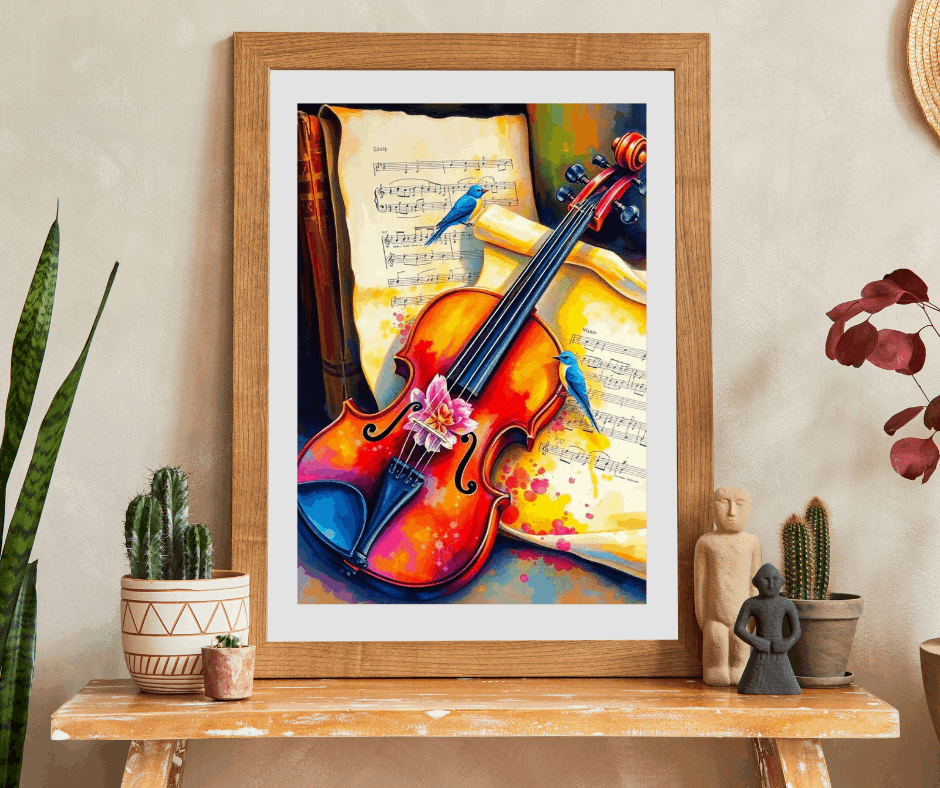 Violin Music Sheets Jigsaw Puzzle - Vintage Style Art, Gift for Musician, Music Teacher & Violin Lover, Brain Teaser, Fun Family Game Night