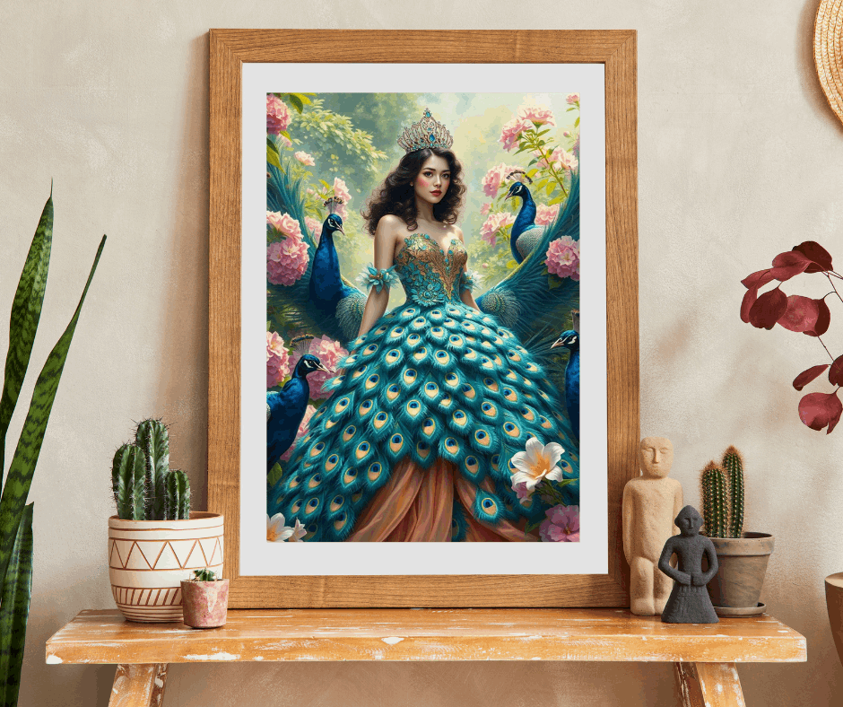 Lady of the Peacock Garden - Regal Feather Fantasy Jigsaw Puzzle