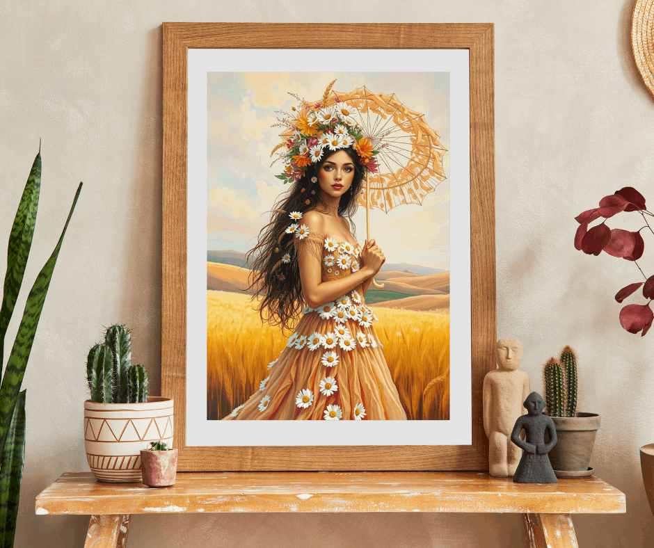 Lady of the Golden Fields - Summer Wildflower Fantasy Jigsaw Puzzle Puzzle The Puzzle Chest