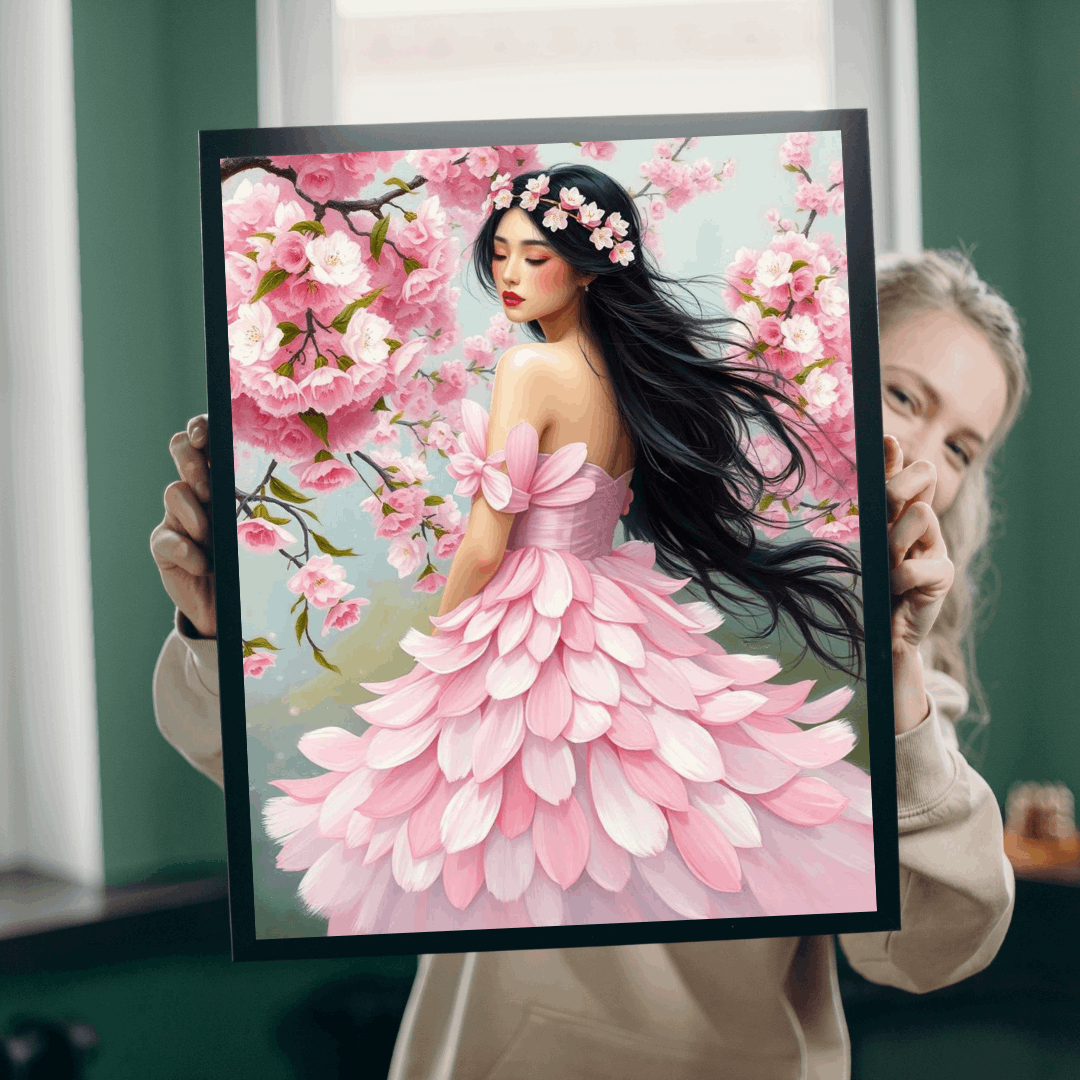 Lady of the Blossoming Grove - Spring Cherry Blossom Jigsaw Puzzle, Beautiful Flower Art Floral Gift