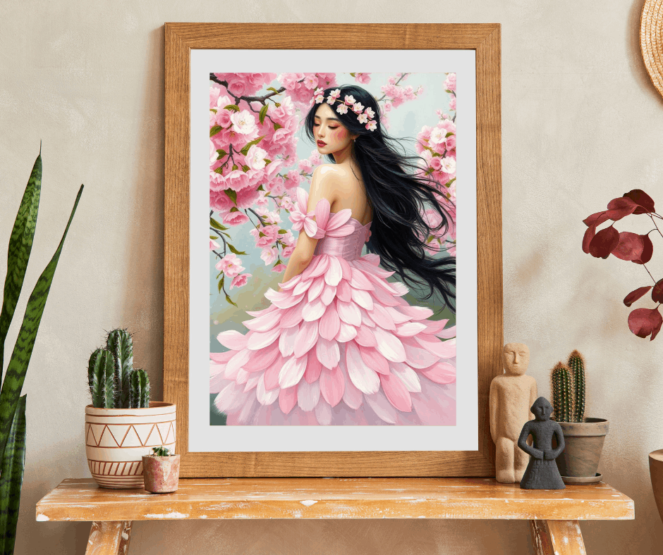 Lady of the Blossoming Grove - Spring Cherry Blossom Jigsaw Puzzle, Beautiful Flower Art Floral Gift