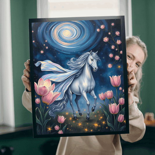 Galloping Horse Jigsaw Puzzle - Flower Field, Mare or Stallion Animal Lovers Gift for Equestrian, Horse Owner, Equine Lover Puzzle The Puzzle Chest