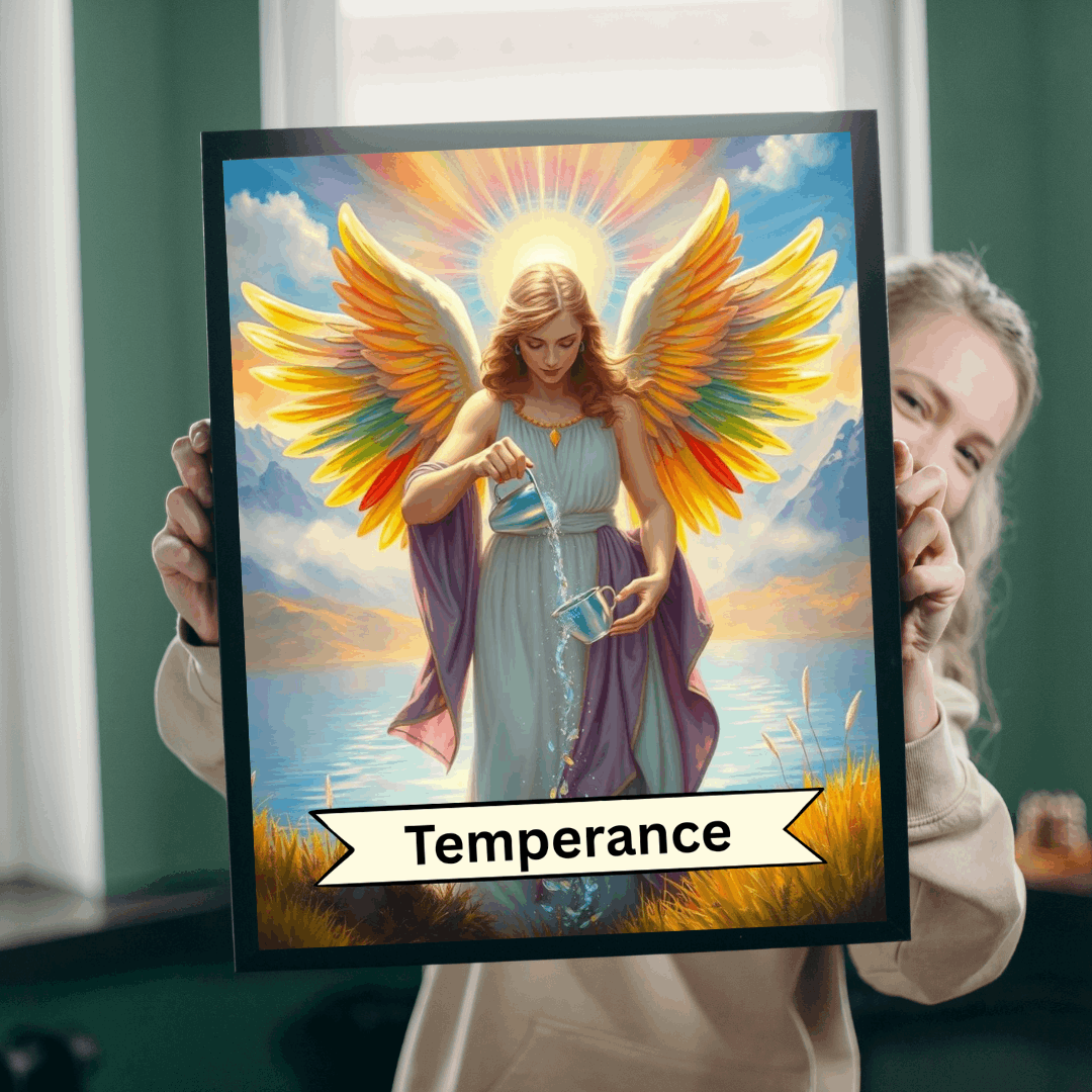 Angel Temperance Puzzle - Tarot Card Style Jigsaw Game for Spiritual Art Meditation Gift, Home Decor, Family Fun Activity, 110-1014 Pieces Puzzle The Puzzle Chest