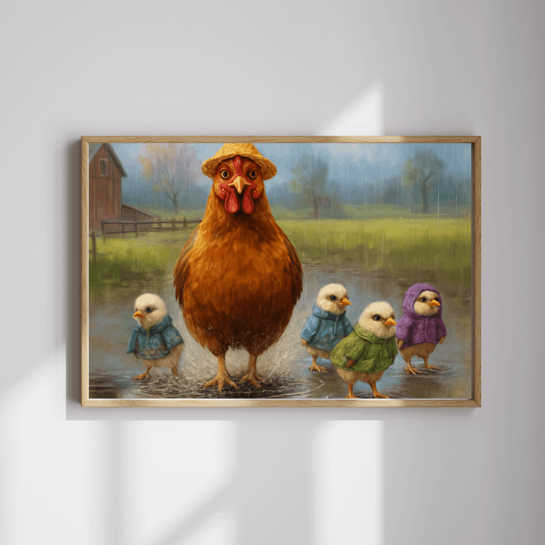 Mud Puddle Mischief Jigsaw Puzzle - Rainy Day Chicken Scene, Fun Family Game, Puzzle Lover Gift, Cozy Night In Activity, Farm Nature Theme Puzzle The Puzzle Chest