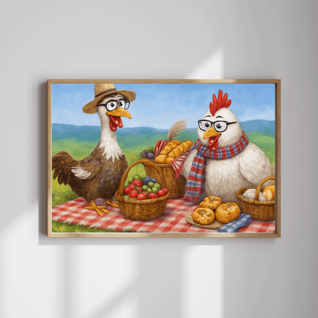 Farmyard Friends Jigsaw Puzzle - Chicken Picnic Scene, Perfect for Family Game Night, Cozy Evenings, Solo Fun, Holiday Birthday Gifts Puzzle The Puzzle Chest