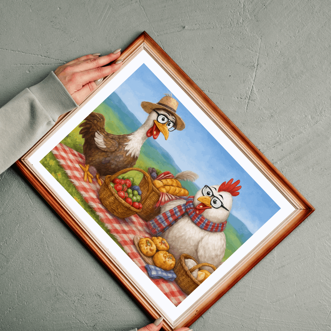 Farmyard Friends Jigsaw Puzzle - Chicken Picnic Scene, Perfect for Family Game Night, Cozy Evenings, Solo Fun, Holiday Birthday Gifts Puzzle The Puzzle Chest