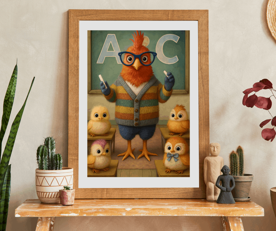 Chicken Teacher Jigsaw Puzzle, Bird Art Farm Animal Theme Game Puzzle The Puzzle Chest