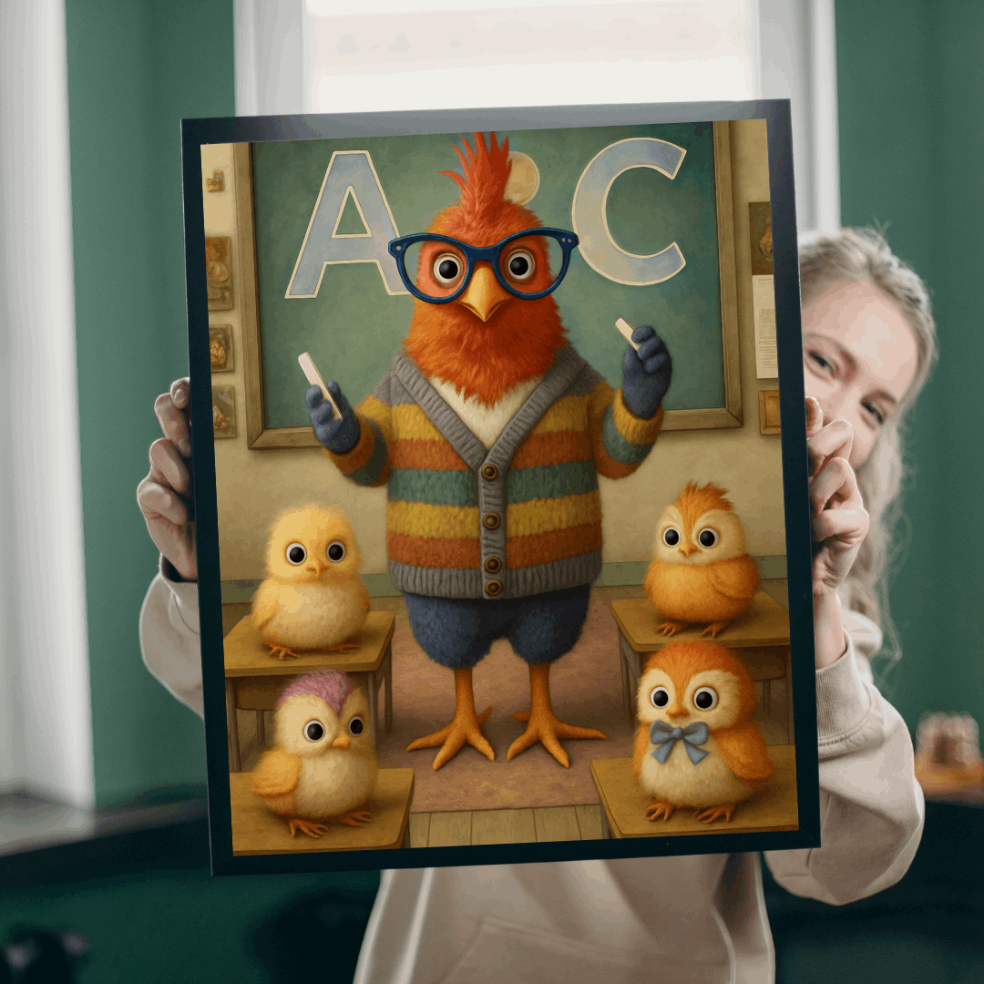 Chicken Teacher Jigsaw Puzzle, Bird Art Farm Animal Theme Game Puzzle The Puzzle Chest