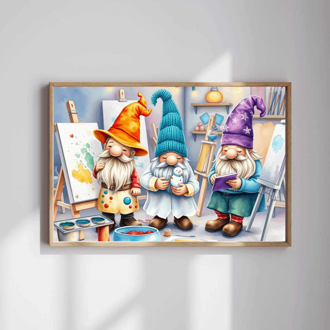 Artist Gnome Puzzle - Fantasy Mythical Jigsaw Puzzle with Palette and Canvas Puzzle The Puzzle Chest