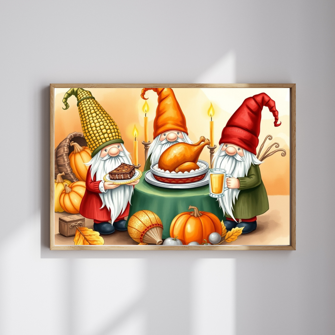 Thanksgiving Feast Gnome Puzzle - Fall Holiday Jigsaw Game Puzzle The Puzzle Chest
