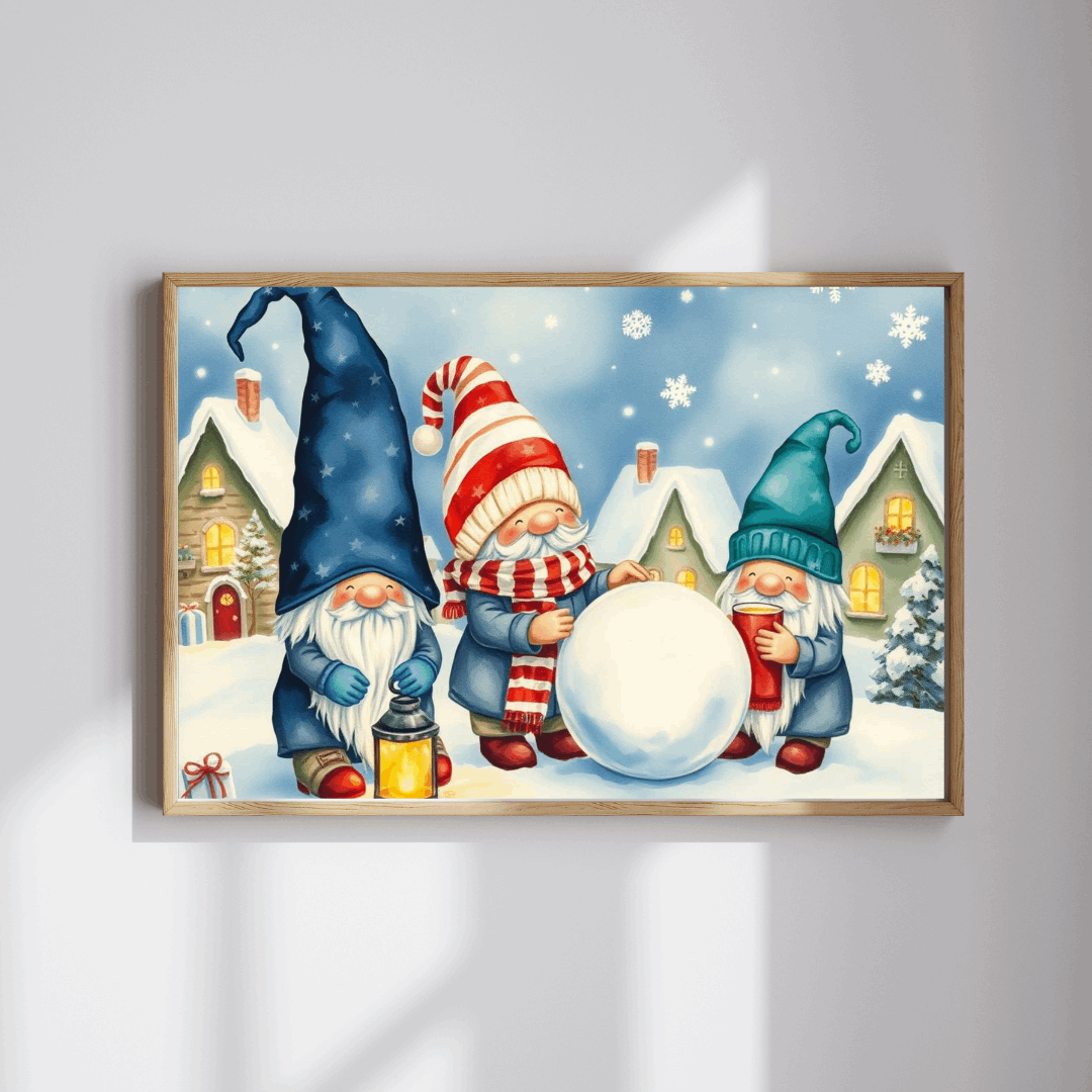 Snowy Village Gnome Puzzle - Winter Themed Jigsaw Game Puzzle The Puzzle Chest