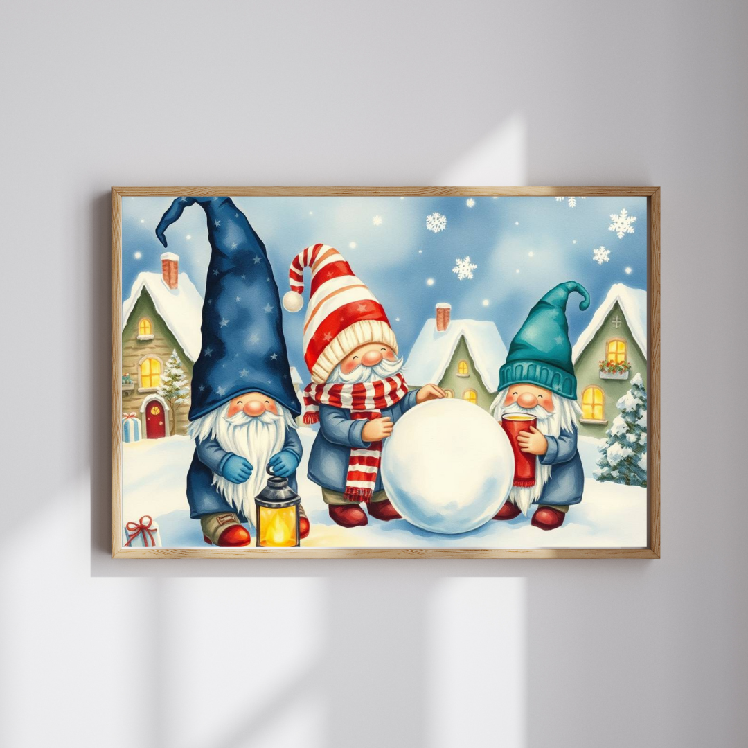 Snowy Village Gnome Puzzle - Winter Themed Jigsaw Game Puzzle The Puzzle Chest