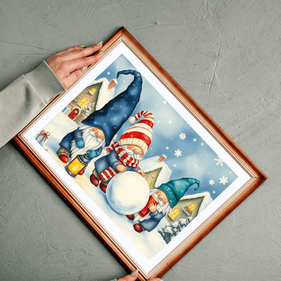 Snowy Village Gnome Puzzle - Winter Themed Jigsaw Game Puzzle The Puzzle Chest
