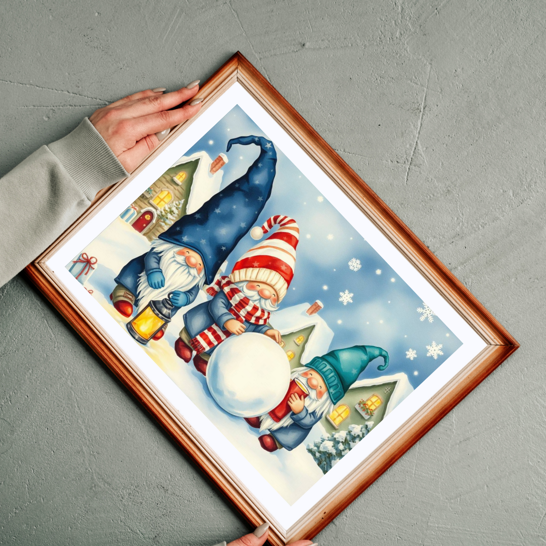 Snowy Village Gnome Puzzle - Winter Themed Jigsaw Game Puzzle The Puzzle Chest
