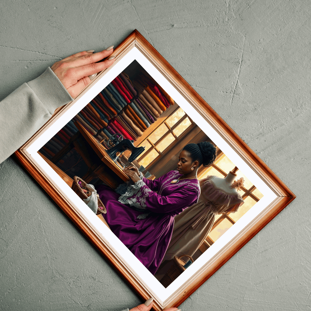 Victorian Black Seamstress Jigsaw Puzzle, Afrocentric Black Woman Art Puzzle The Puzzle Chest