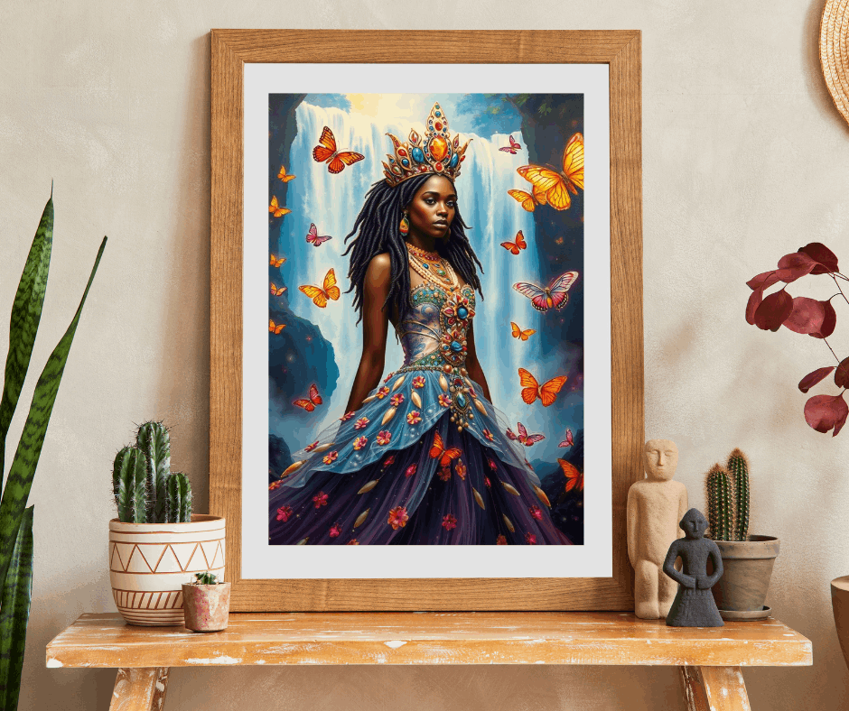 Spirit of the Waterfall Princess Puzzle - Dreamy African Princess Fantasy Jigsaw with Rainbow Mist Puzzle The Puzzle Chest