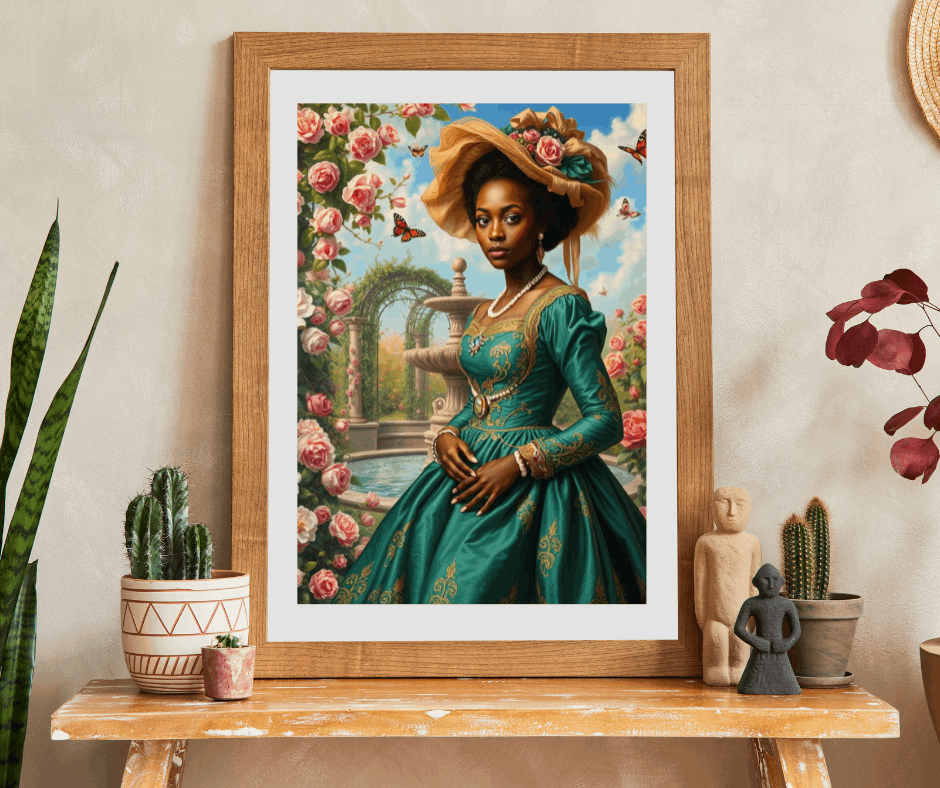 Floral Victorian Black Woman Jigsaw Puzzle, African American Lady Art, Afrocentric Artwork Puzzle The Puzzle Chest