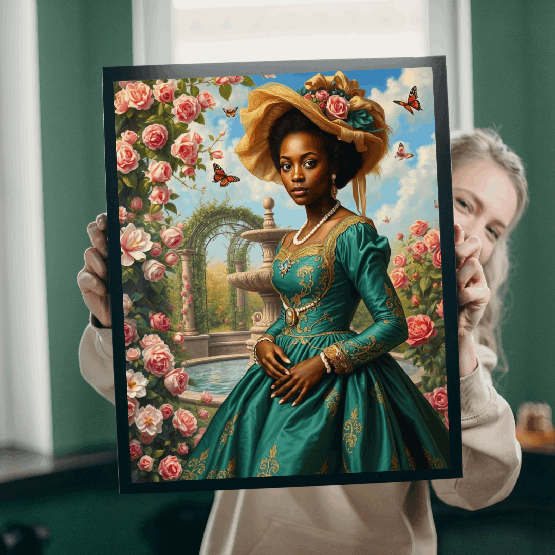 Floral Victorian Black Woman Jigsaw Puzzle, African American Lady Art, Afrocentric Artwork Puzzle The Puzzle Chest