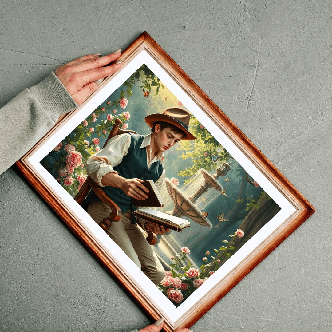 Victorian Garden Sketch Jigsaw Puzzle - 19th-Century Young Male Artist in a Blooming Rose Garden Puzzle The Puzzle Chest