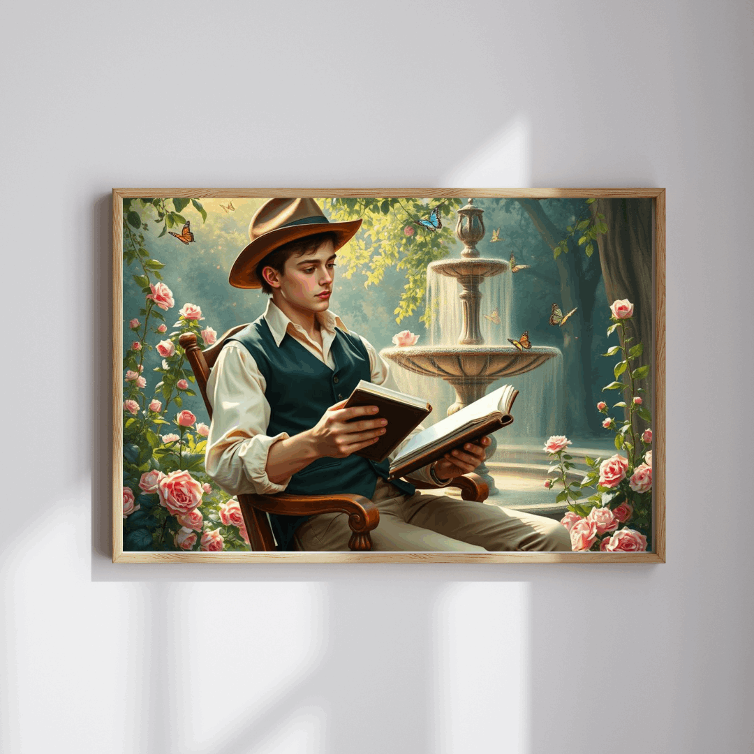 Victorian Garden Sketch Jigsaw Puzzle - 19th-Century Young Male Artist in a Blooming Rose Garden Puzzle The Puzzle Chest