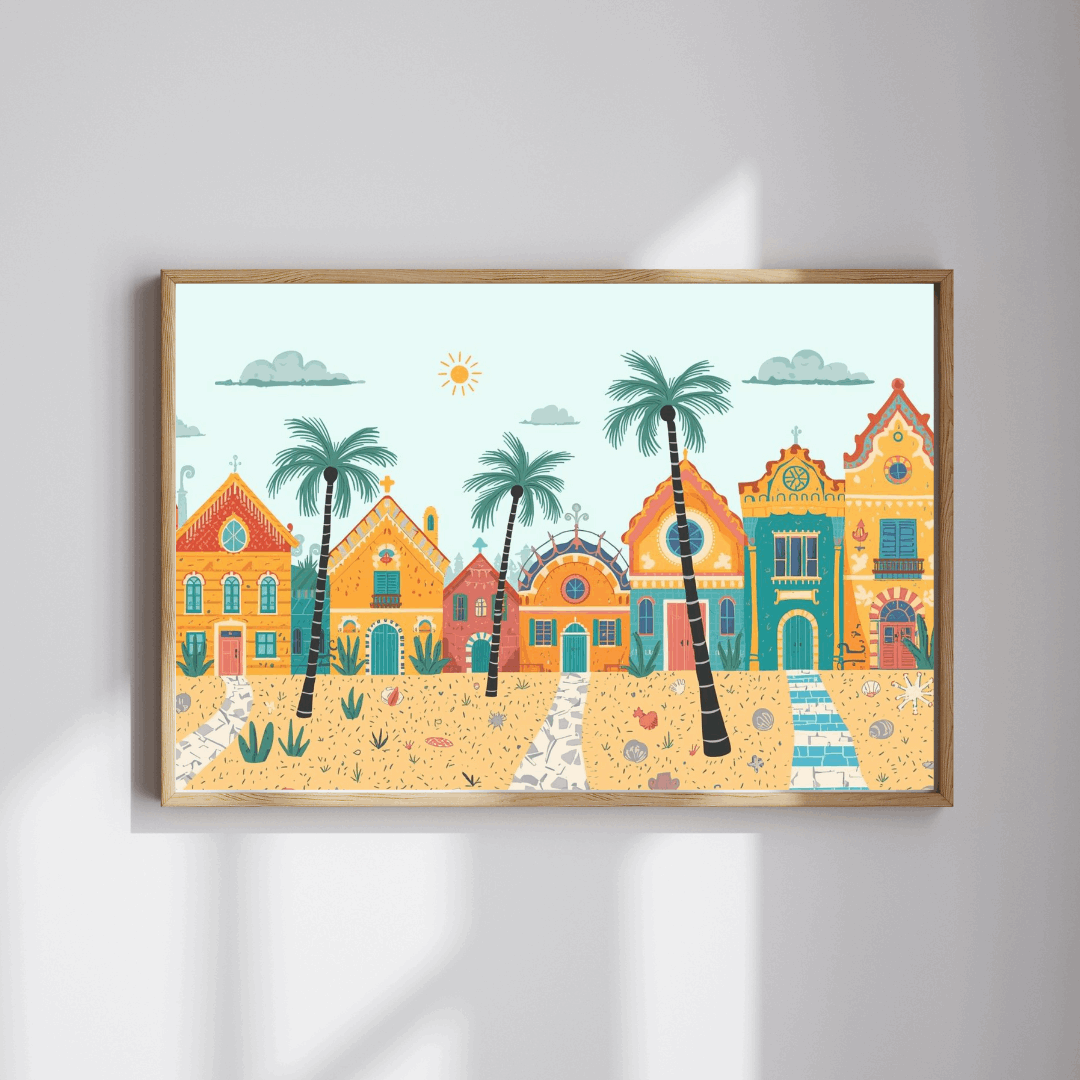 Sunbright Shores Village Jigsaw Puzzle - Beach Town Daytime Scene Puzzle The Puzzle Chest