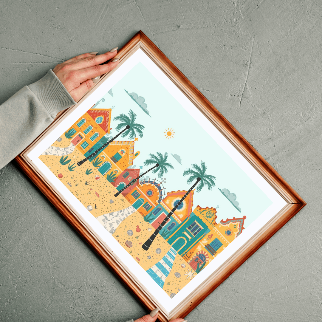 Sunbright Shores Village Jigsaw Puzzle - Beach Town Daytime Scene Puzzle The Puzzle Chest