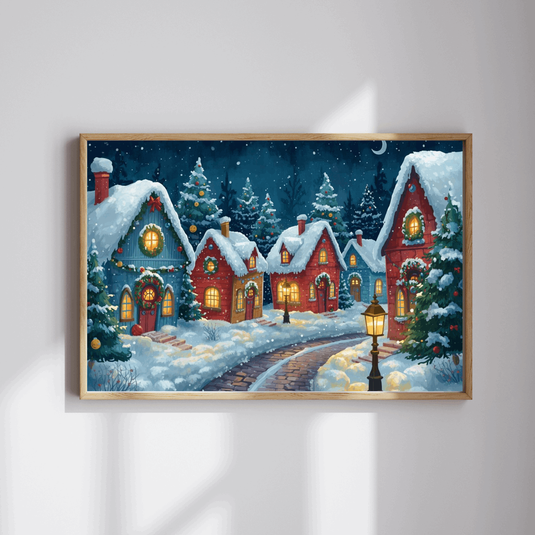 Snowlight Village Jigsaw Puzzle - Cozy Christmas Town Nighttime Scene Puzzle The Puzzle Chest