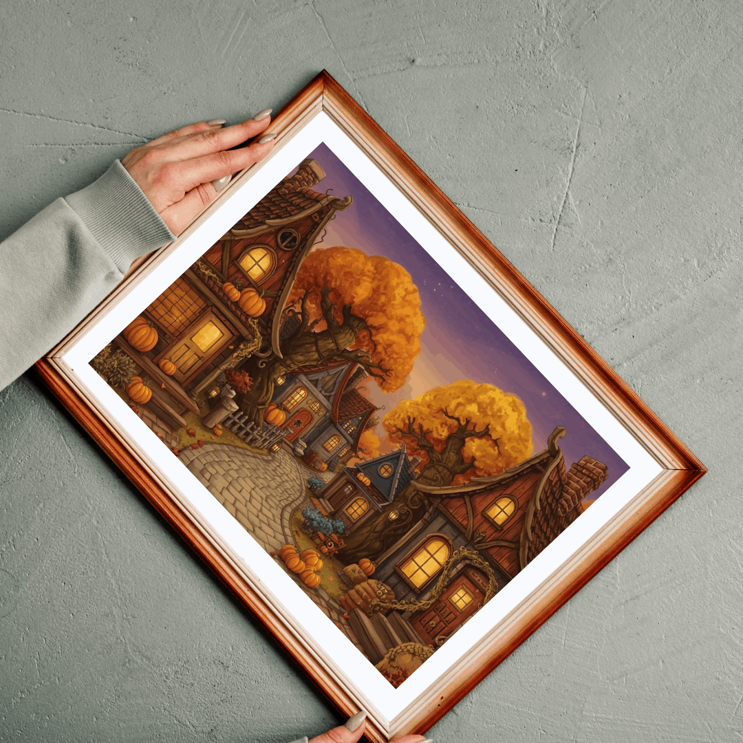 Harvest Hollow Autumn Village Puzzle - Fall Town Scene Jigsaw Game Puzzle The Puzzle Chest