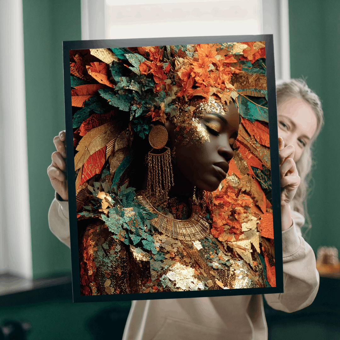 African American Cultural Heritage Jigsaw Puzzle - Afrocentric Black Woman Portrait with Earth Tones Puzzle The Puzzle Chest