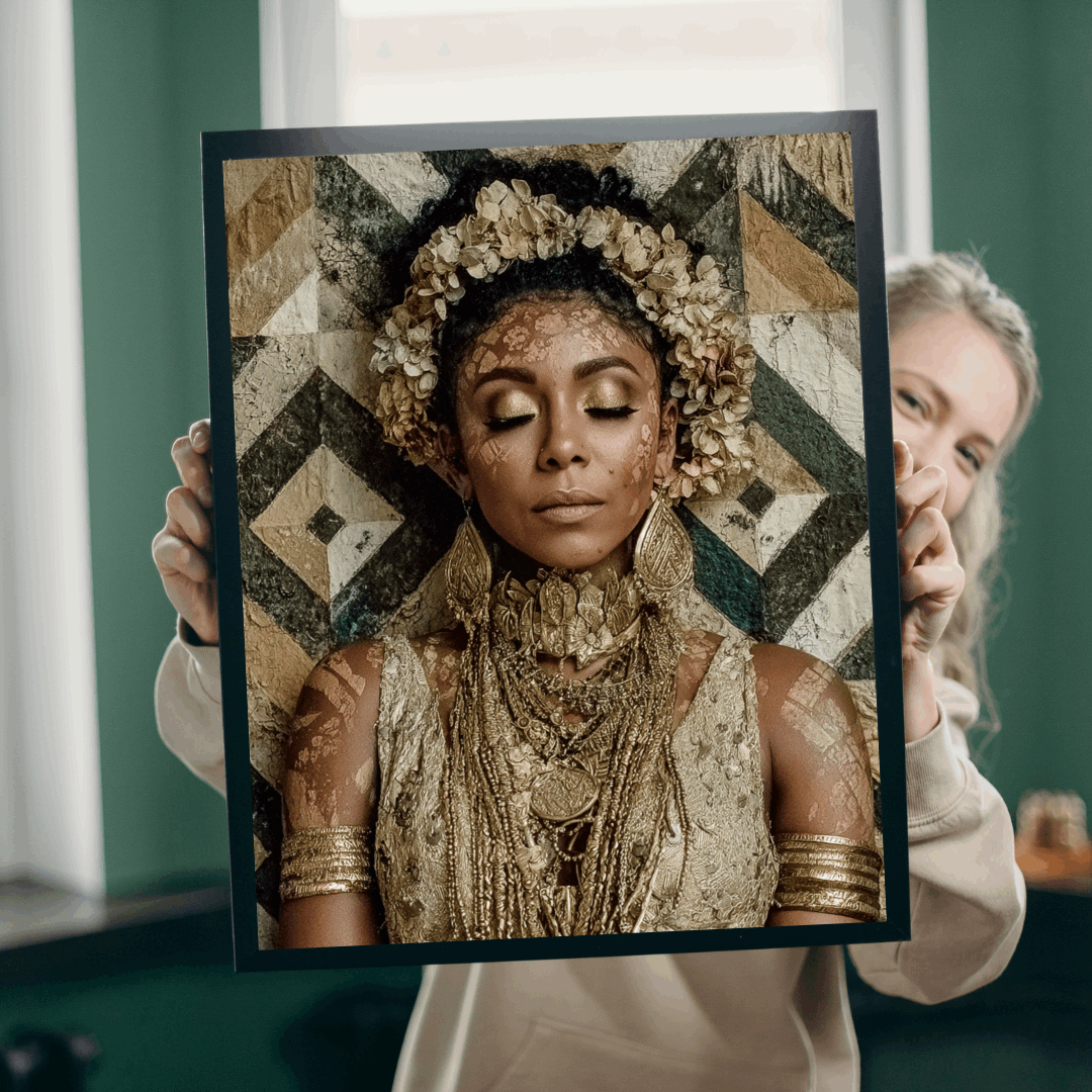 Afrocentric Black Art Jigsaw Puzzle - Melanin African American Beauty with Crown and Geometric Patterns Puzzle The Puzzle Chest