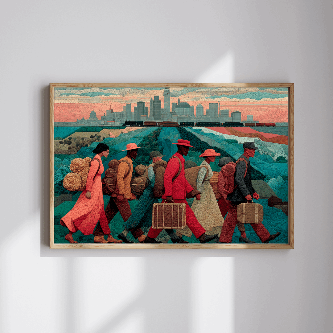 African American History Puzzle - Struggle and Triumph of Families Migrating, Black Art, Afrocentric Artwork Puzzle The Puzzle Chest