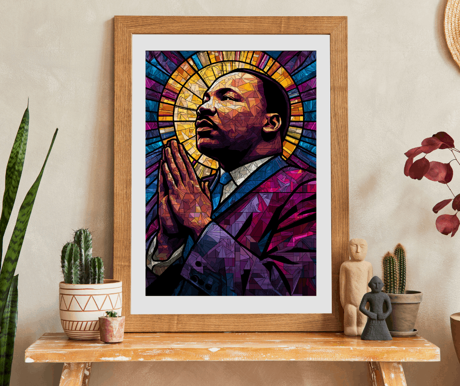 Afrocentric Jigsaw Puzzle – Stained Glass Dr. Martin Luther King Jr. Artwork, Black History Month Educational Puzzle, Inspirational MLK Puzzle Gift Puzzle The Puzzle Chest