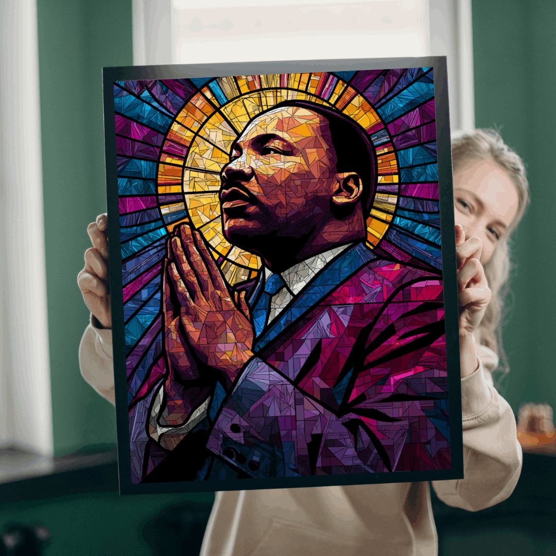 Afrocentric Jigsaw Puzzle – Stained Glass Dr. Martin Luther King Jr. Artwork, Black History Month Educational Puzzle, Inspirational MLK Puzzle Gift Puzzle The Puzzle Chest