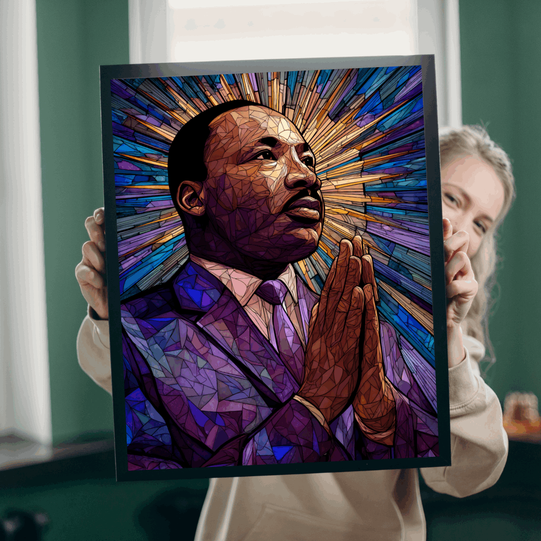 Afrocentric Black History Jigsaw Puzzle – Stained Glass Martin Luther King Jr. Puzzle, Civil Rights Movement Artwork, Inspirational African American Puzzle for Adults and Teens Puzzle The Puzzle Chest