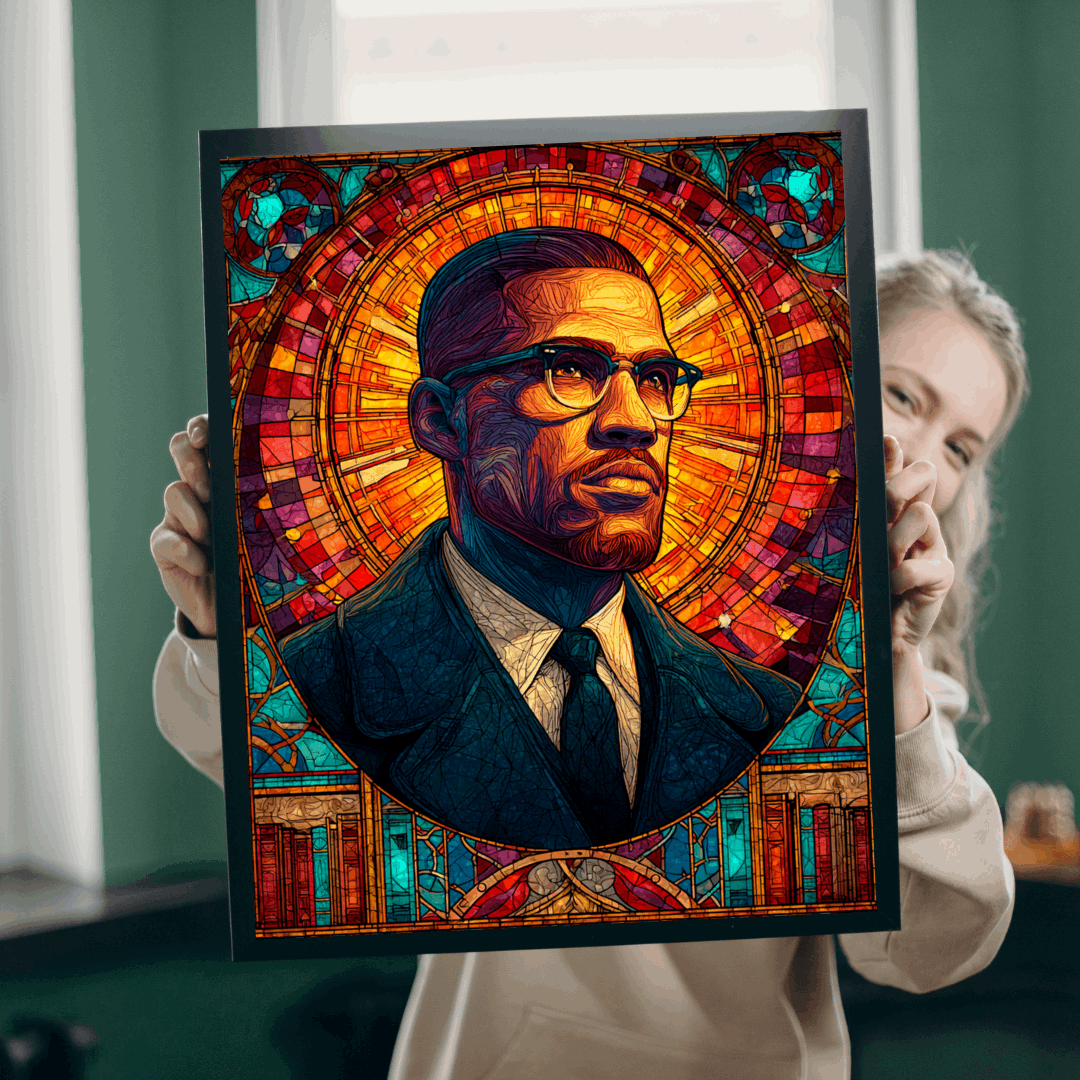 Afrocentric Malcolm X Puzzle – Stained Glass Black History Jigsaw, Civil Rights Movement Educational Gift for Adults & Teens Puzzle The Puzzle Chest