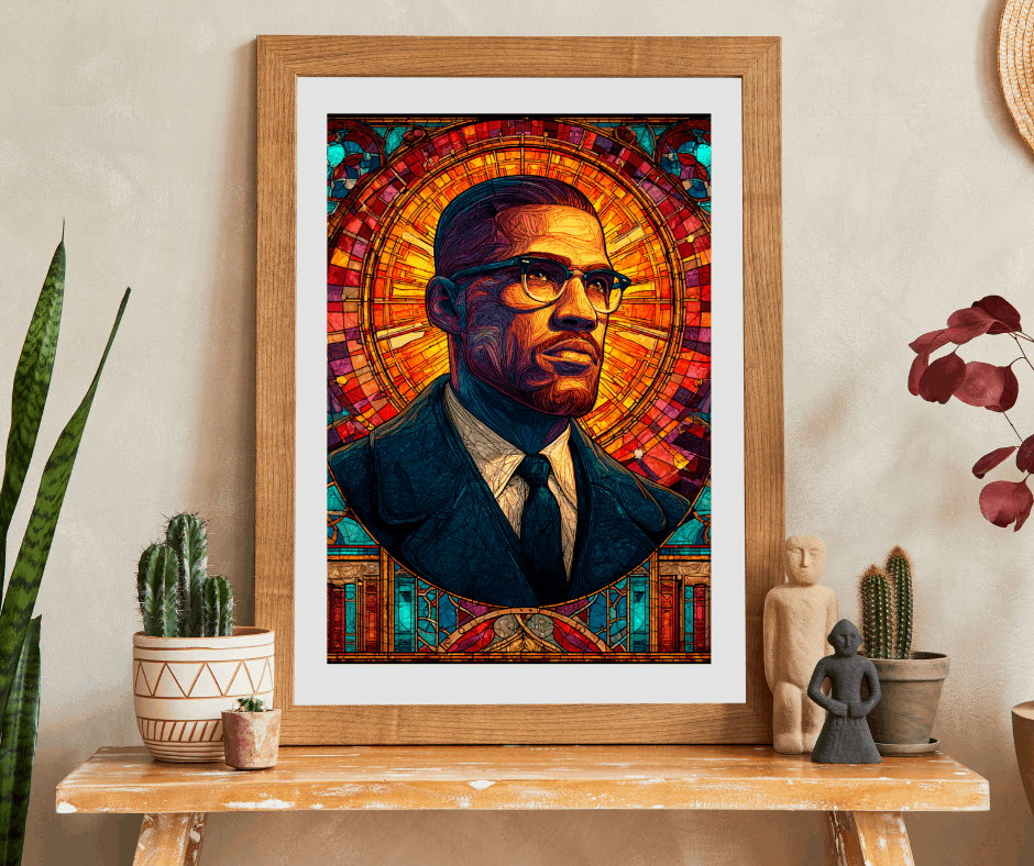 Afrocentric Malcolm X Puzzle – Stained Glass Black History Jigsaw, Civil Rights Movement Educational Gift for Adults & Teens Puzzle The Puzzle Chest