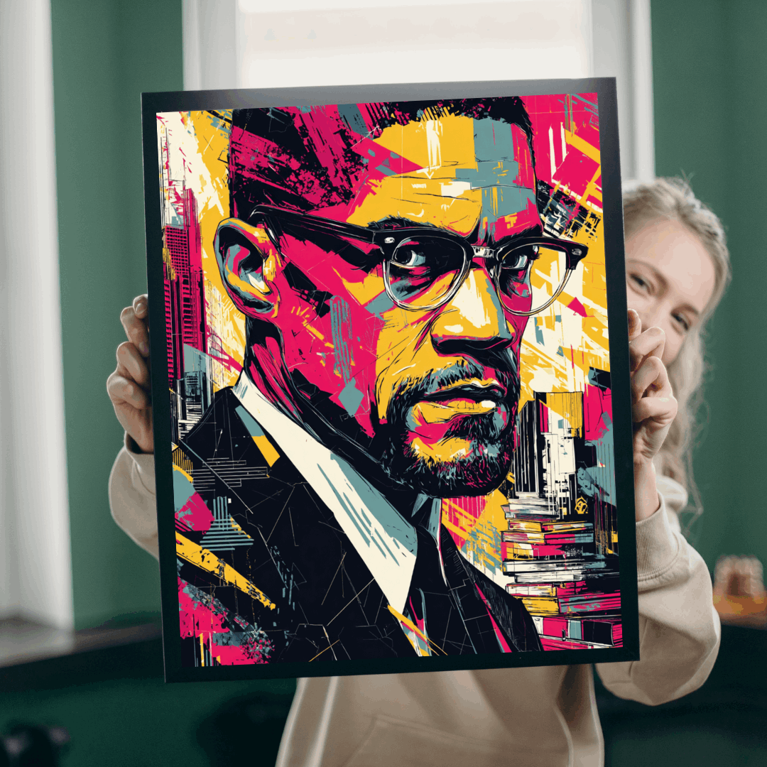 Malcolm X Civil Rights Leader Puzzle – Afrocentric Pop Art, Historical Black Man Art, Geometric Bold Colors, Educational African American Tribute Gift Puzzle The Puzzle Chest