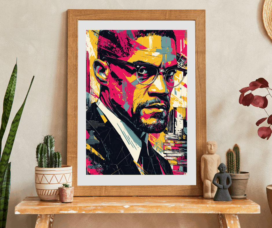 Malcolm X Civil Rights Leader Puzzle – Afrocentric Pop Art, Historical Black Man Art, Geometric Bold Colors, Educational African American Tribute Gift Puzzle The Puzzle Chest