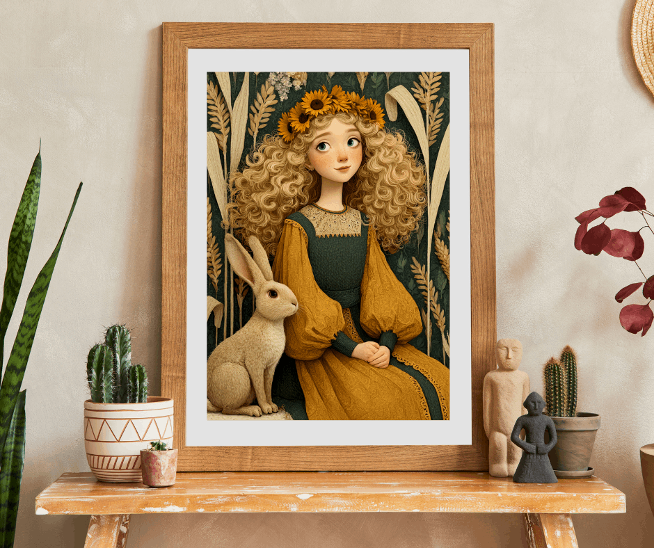 Cornfield Harvest Jigsaw Puzzle – Sunflower Girl, Prairie Dress, Autumn Bunny Puzzle The Puzzle Chest
