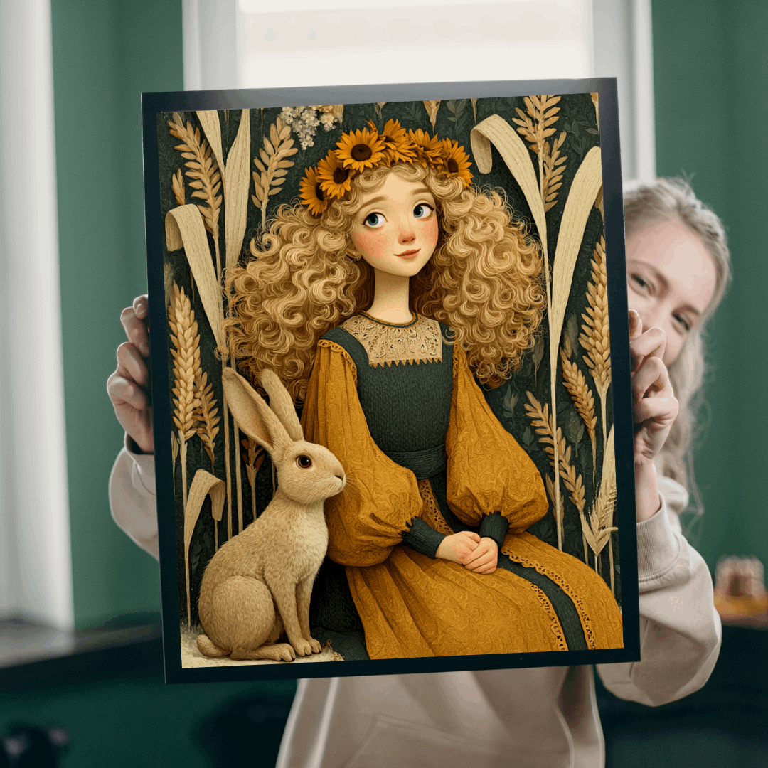 Cornfield Harvest Jigsaw Puzzle – Sunflower Girl, Prairie Dress, Autumn Bunny Puzzle The Puzzle Chest