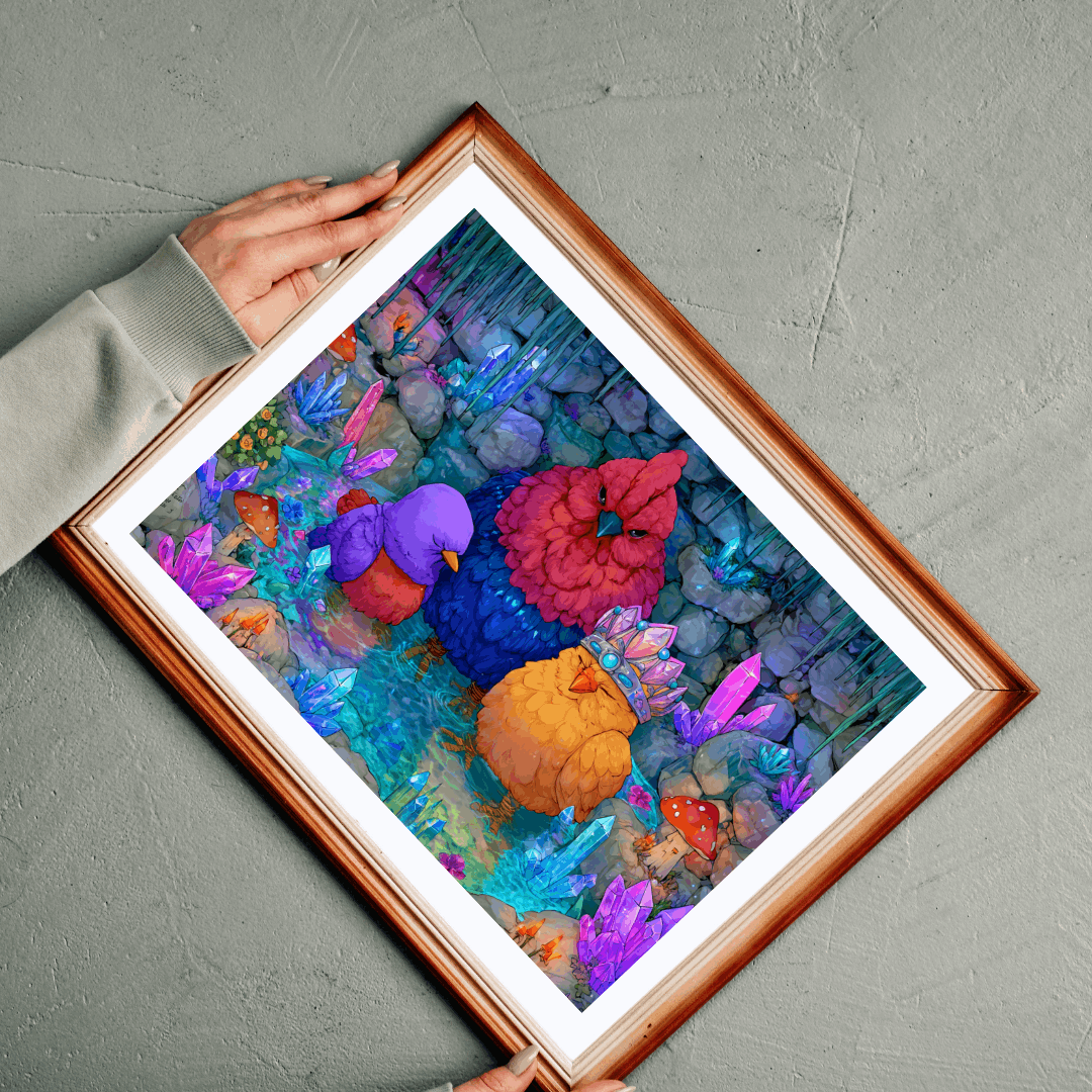 Crystal Cave Chicken Puzzle – Magical Chickens in Enchanted Crystal Bath, Whimsical Fairy-Tale Animal Jigsaw Puzzle Puzzle The Puzzle Chest