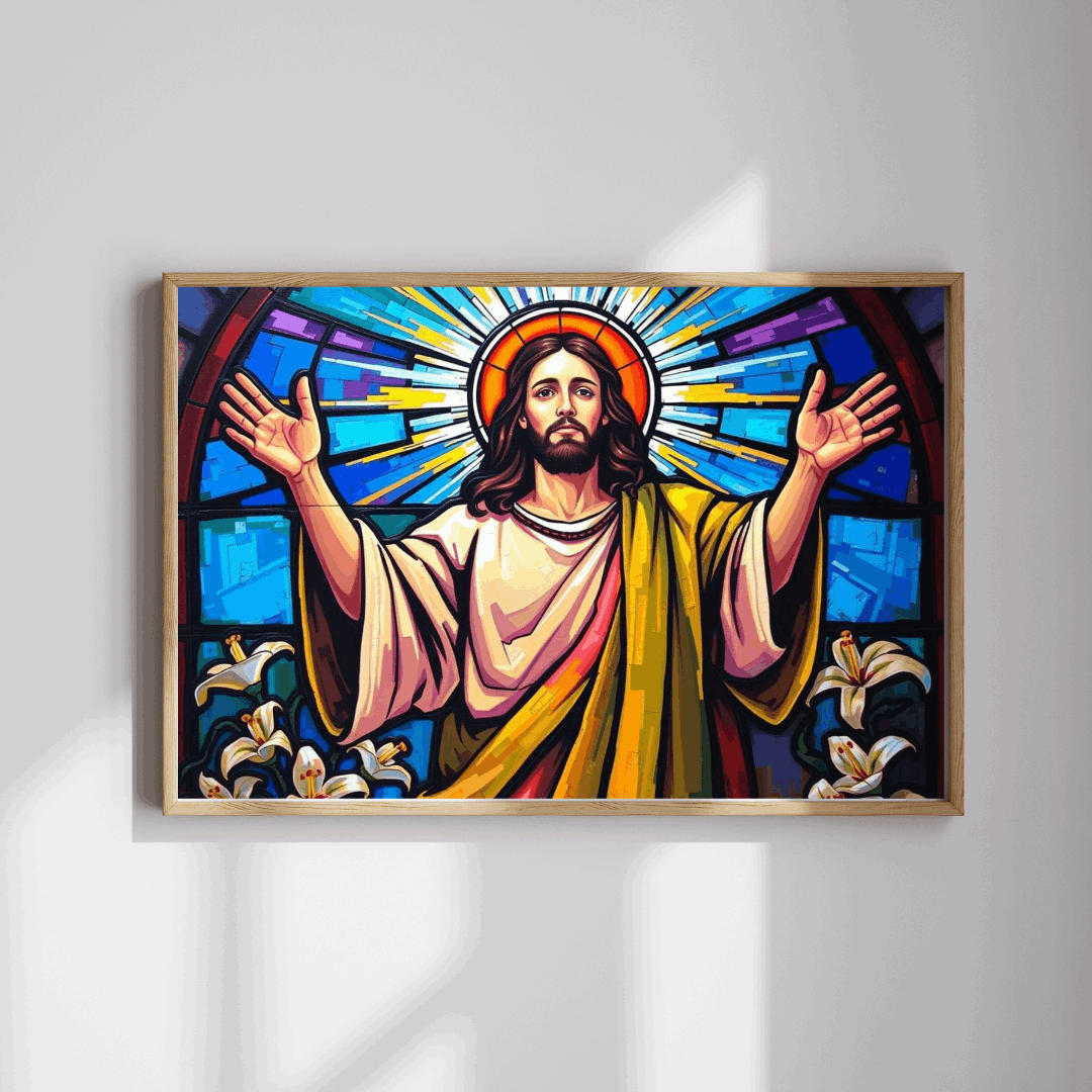 Religious Puzzle Art - Jesus in Stained Glass Style, 110-1014 Piece, Challenging Brain Teaser, Faith-Based Gift for Friends, Family Activity Puzzle The Puzzle Chest