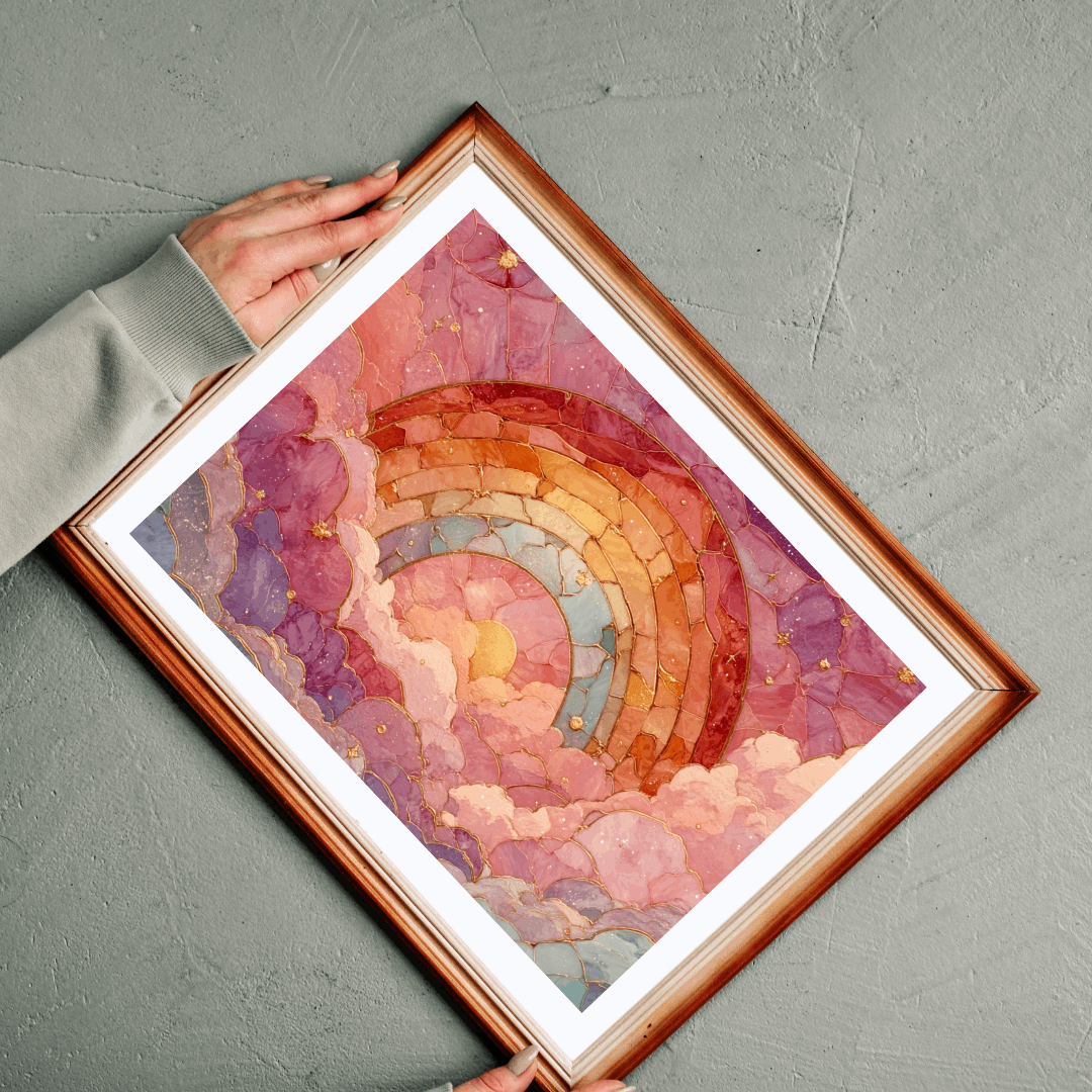 Abstract Rainbow Cloud Jigsaw Puzzle - Stained Glass Style, Pastel Colors Puzzle The Puzzle Chest