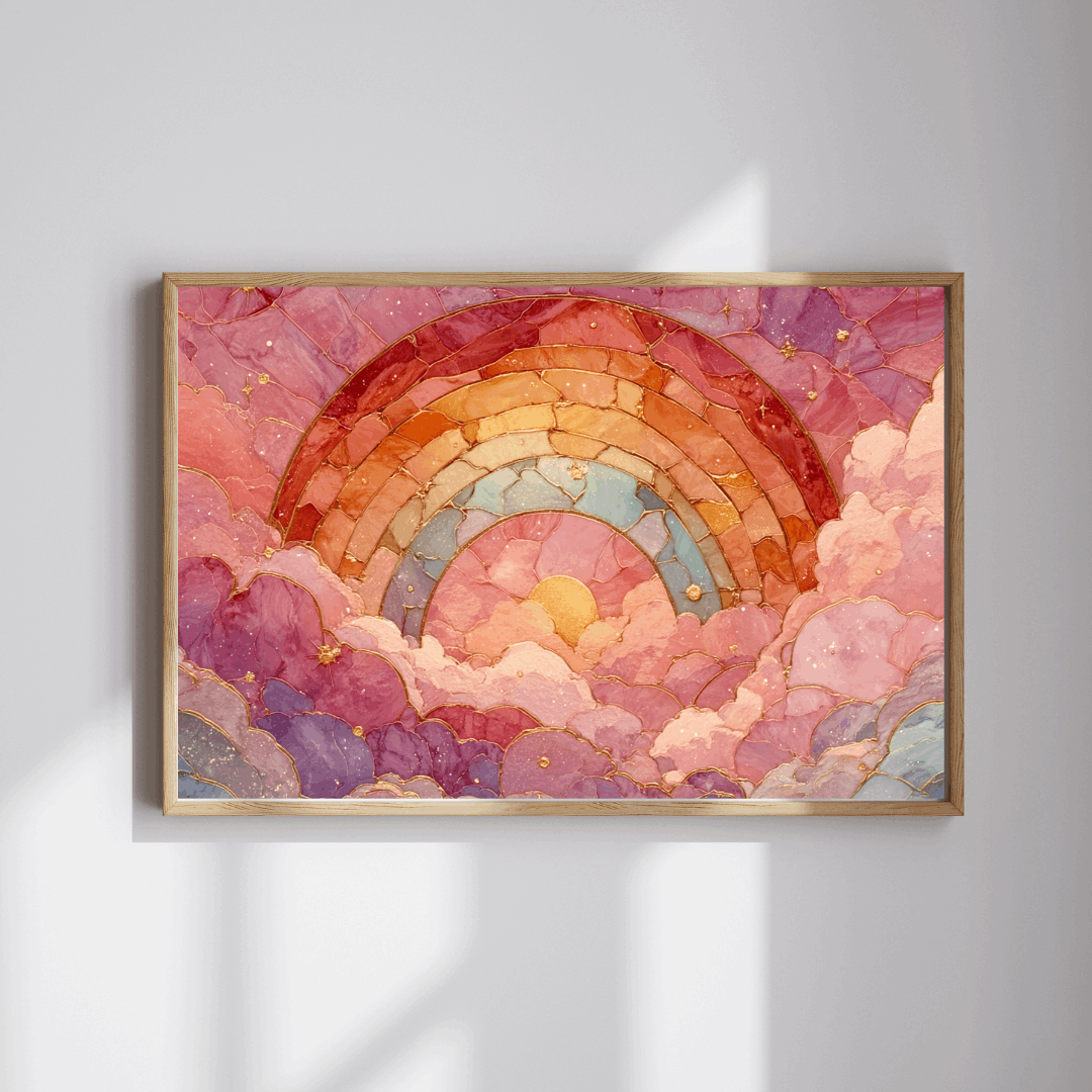 Abstract Rainbow Cloud Jigsaw Puzzle - Stained Glass Style, Pastel Colors Puzzle The Puzzle Chest