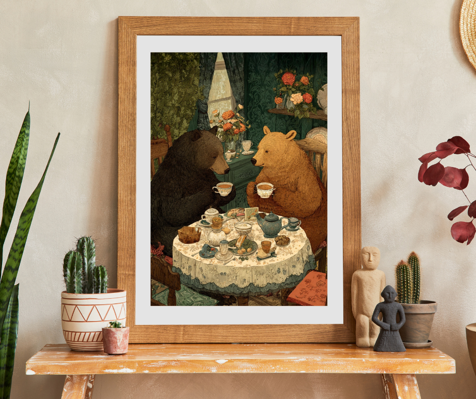 Bear Bash in Retro Style – Mid-Century Tea Party Puzzle for Vintage Lovers, Animal Themed Jigsaw Game Puzzle The Puzzle Chest